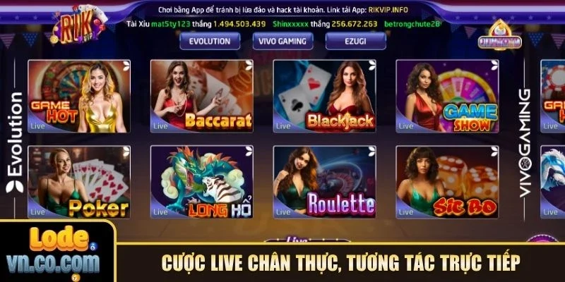 Cược live chân thực, tương tác trực tiếp