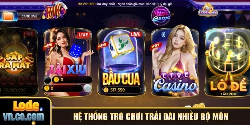 Hệ thống trò chơi trải dài nhiều bộ môn