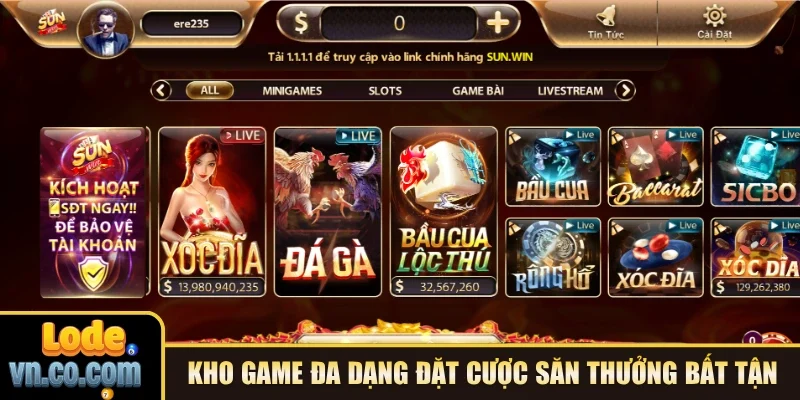 Kho game đa dạng đặt cược săn thưởng bất tận