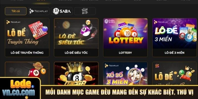 Mỗi danh mục game đều mang đến sự khác biệt, thú vị